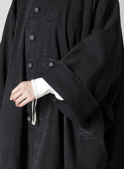 PERMANGANATE BLEACHED DENIM HIGH NECK COAT
