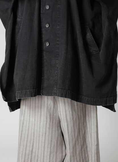 PERMANGANATE BLEACHED DENIM HIGH NECK COAT