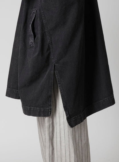 PERMANGANATE BLEACHED DENIM HIGH NECK COAT