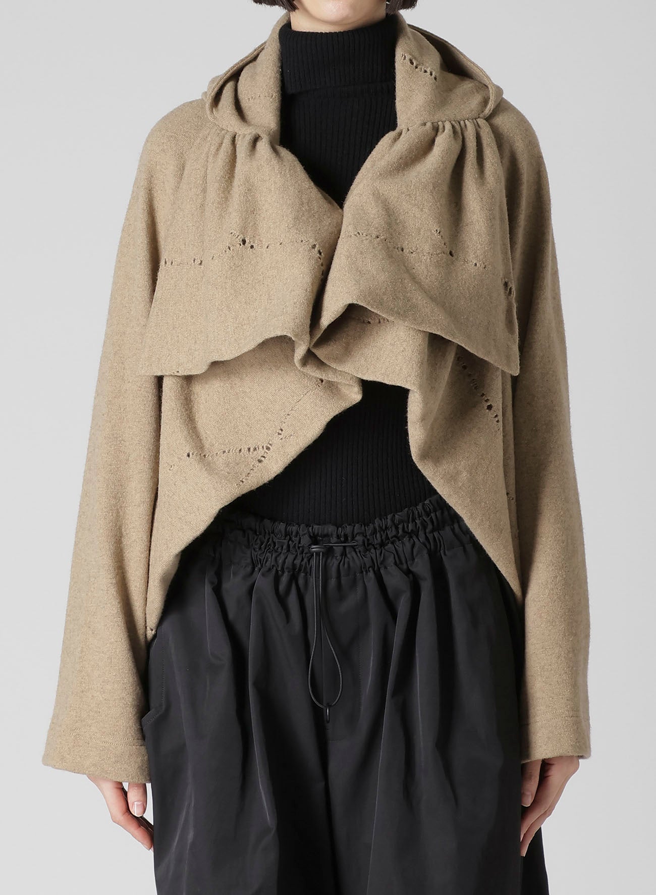 W DETAIL JERSEY SHIRRING DETAIL JACKET