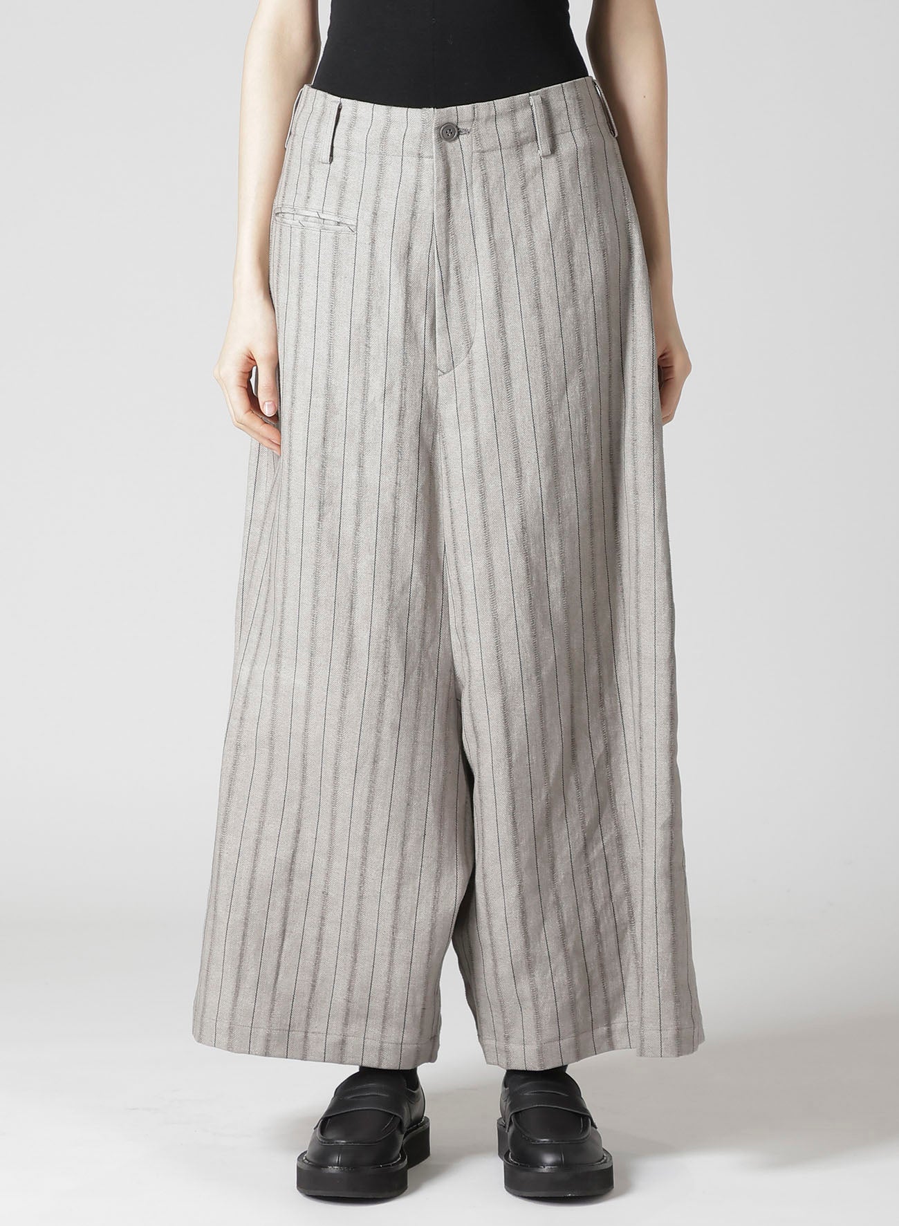 C/Li STRIPE BACKSIDE FLARED WIDE PANTS
