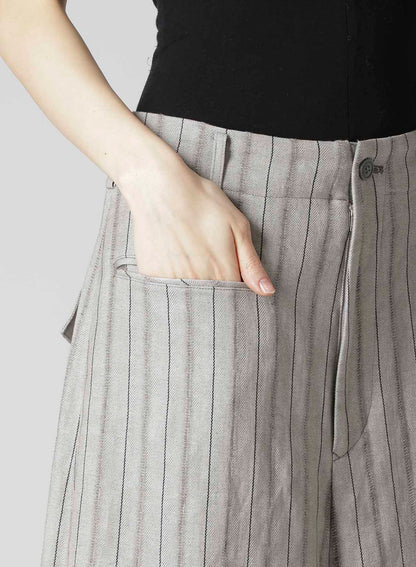 C/Li STRIPE BACKSIDE FLARED WIDE PANTS