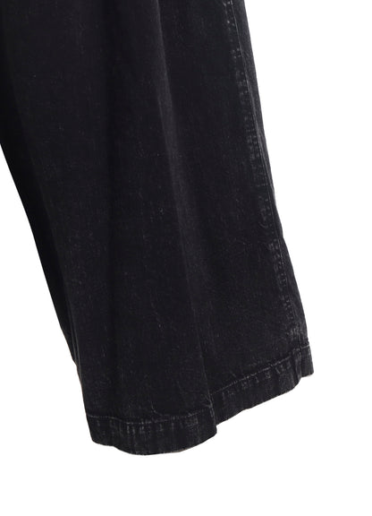 PERMANGANATE BLEACHED DENIM BACKSIDE FLARED WIDE PANTS
