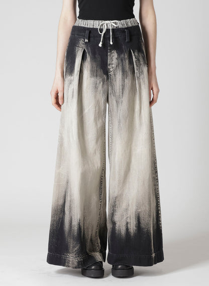 10OZ BLEACHED DENIM LAYERED-LIKE WIDE PANTS