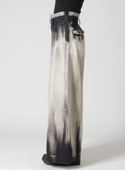 10OZ BLEACHED DENIM LAYERED-LIKE WIDE PANTS