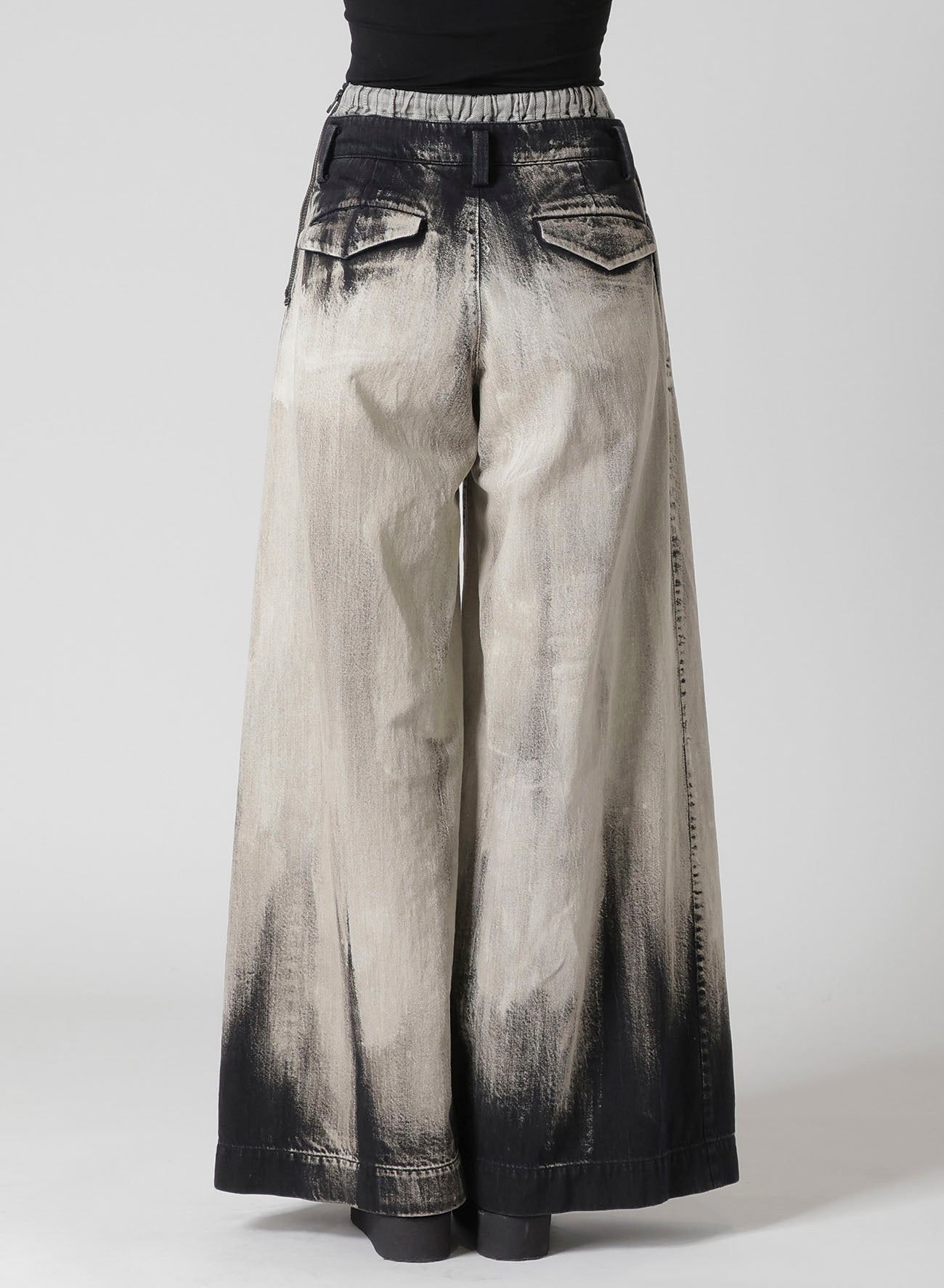10OZ BLEACHED DENIM LAYERED-LIKE WIDE PANTS