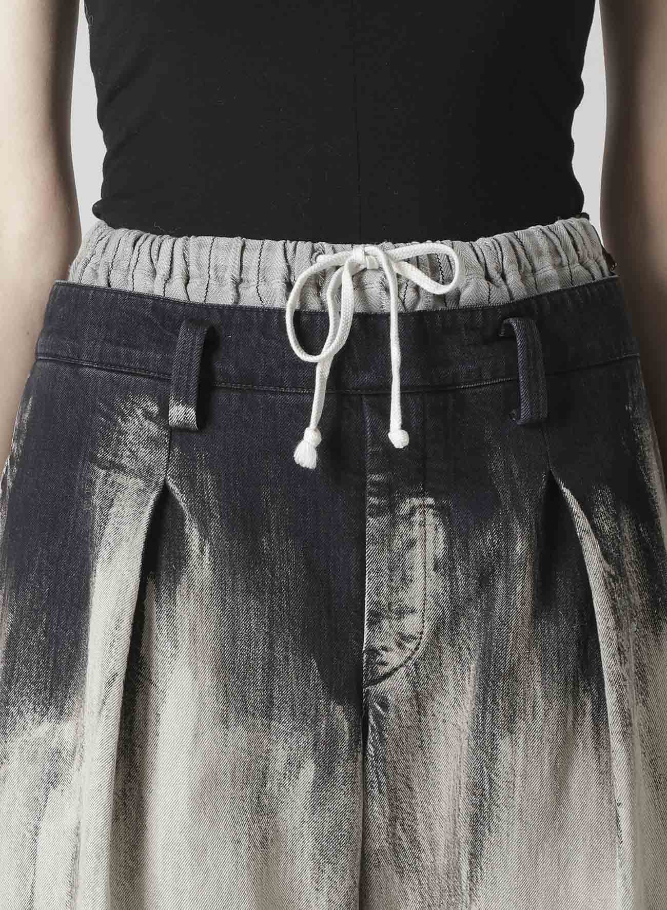 10OZ BLEACHED DENIM LAYERED-LIKE WIDE PANTS