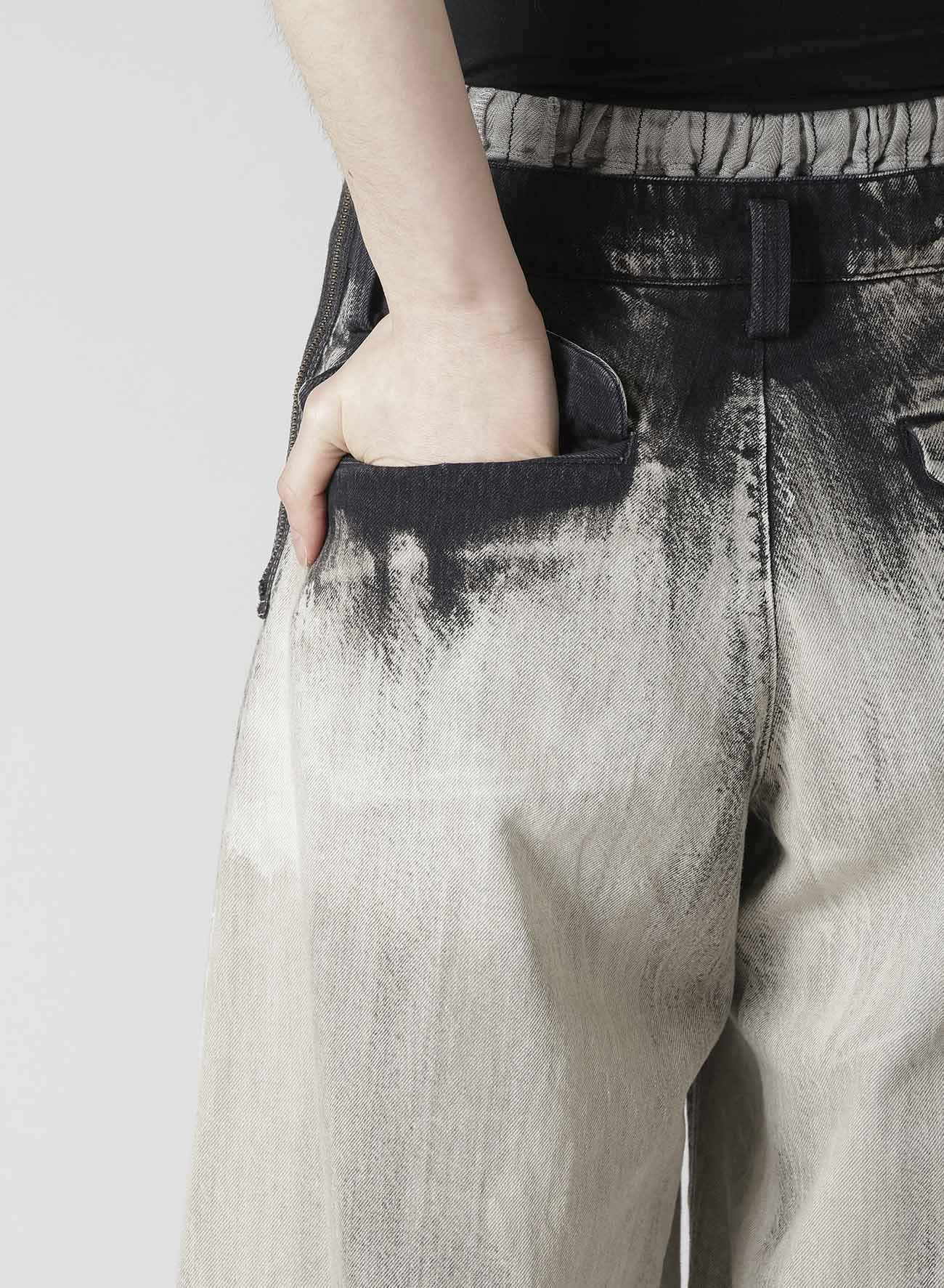 10OZ BLEACHED DENIM LAYERED-LIKE WIDE PANTS