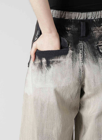 10OZ BLEACHED DENIM LAYERED-LIKE WIDE PANTS