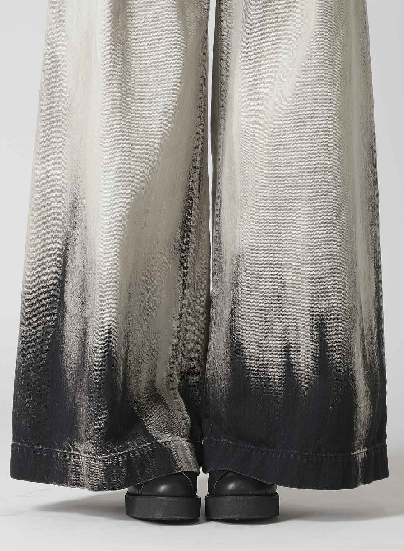 10OZ BLEACHED DENIM LAYERED-LIKE WIDE PANTS