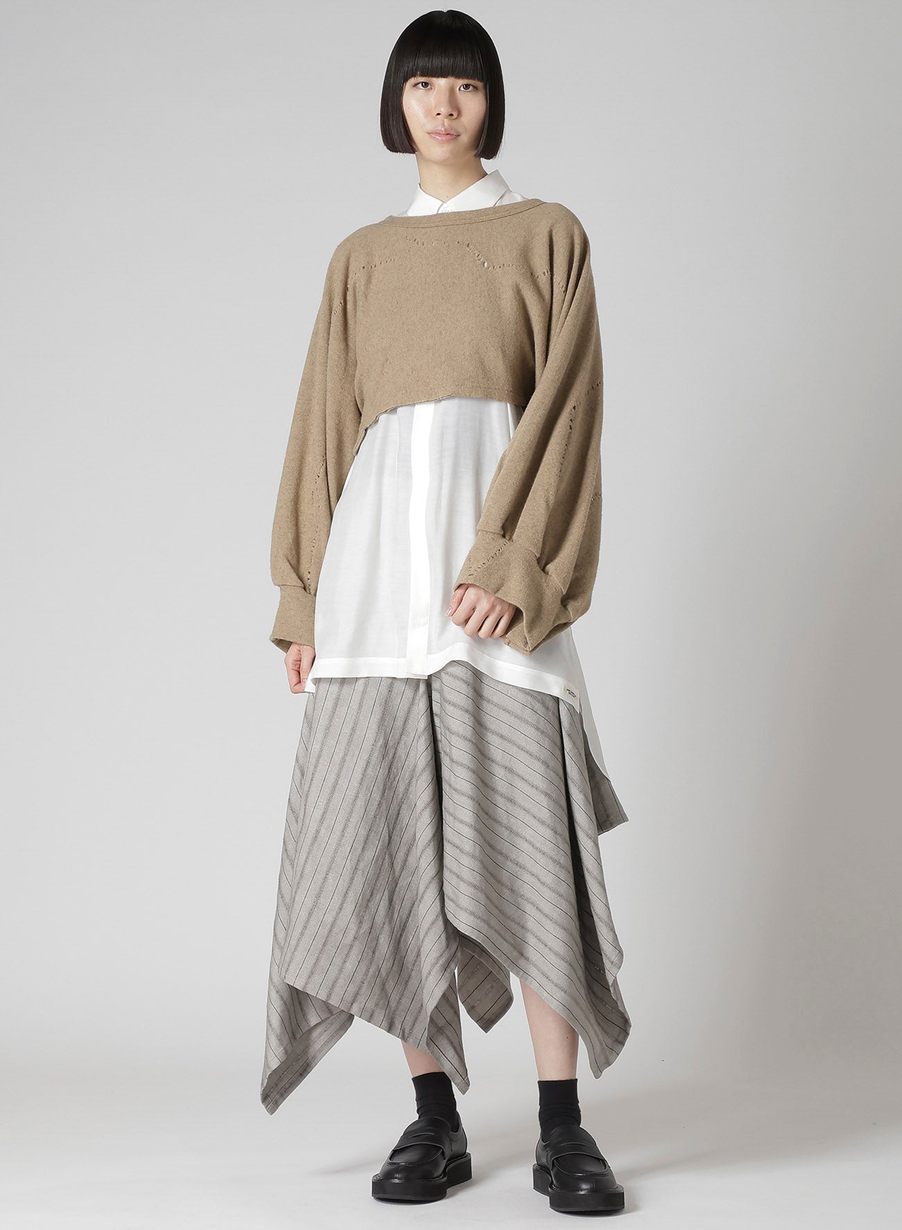 C/Li STRIPE ASYMMETRIC SKIRT