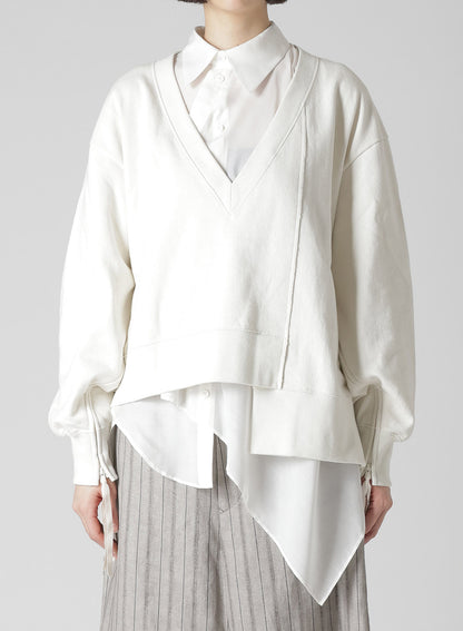 COTTON FRENCH TERRY SIDE ZIP D PULLOVER