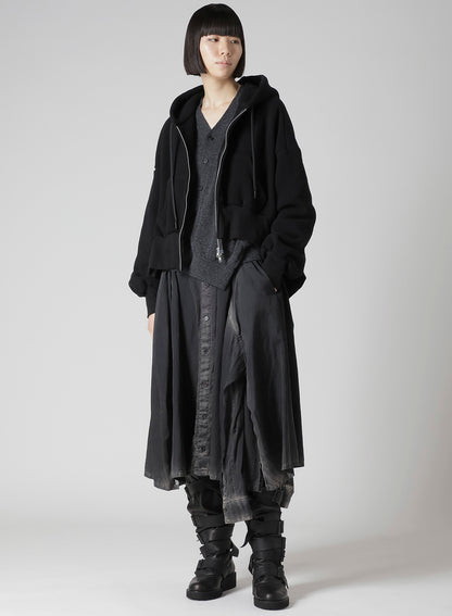 Liy/C BRUSHED FRENCH TERRY UNBALANCED HOODIE A