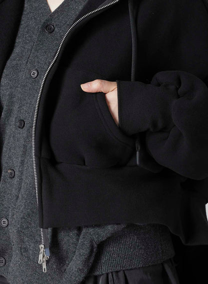 Liy/C BRUSHED FRENCH TERRY UNBALANCED HOODIE A