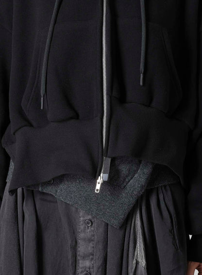 Liy/C BRUSHED FRENCH TERRY UNBALANCED HOODIE A