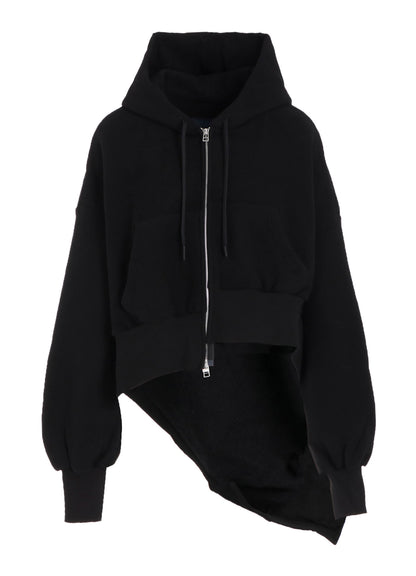 Liy/C BRUSHED FRENCH TERRY UNBALANCED HOODIE A