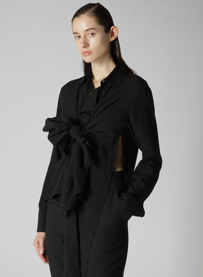 CELLULOSE POPLIN FRONT KNOT DETAIL BLOUSE