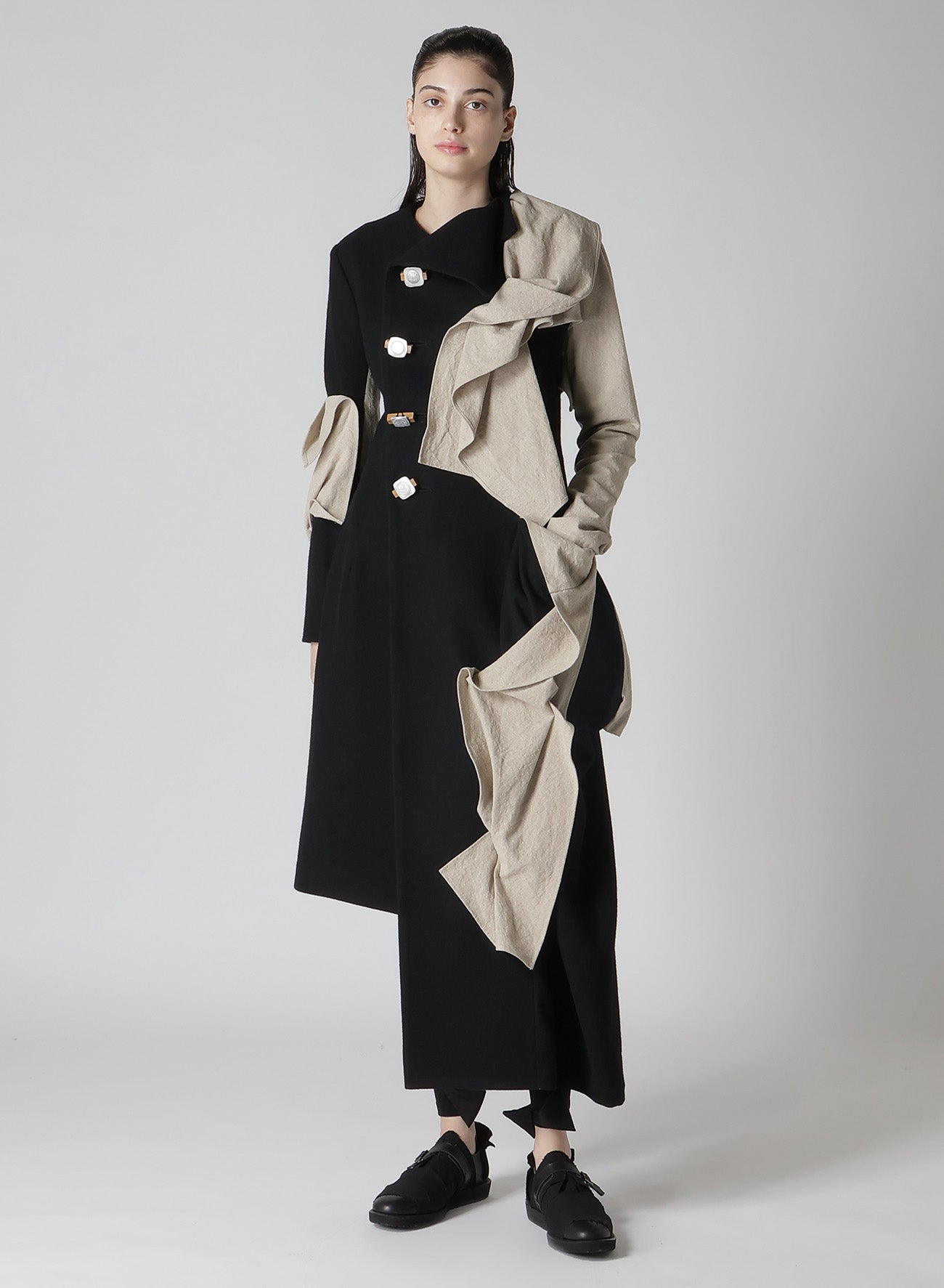 L SLV DRAPE DETAIL COAT