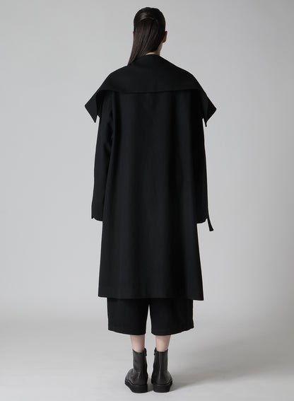 SHRINK WOOL GABARDINE FRONT GATHER DETAIL COAT