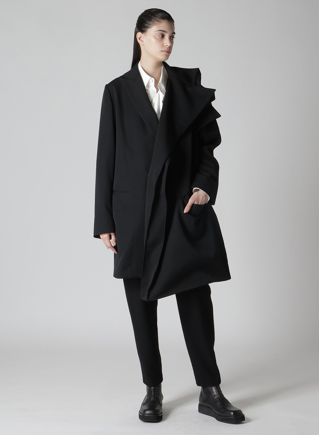 GABARDINE L BOX SLEEVE OVERSIZED COAT