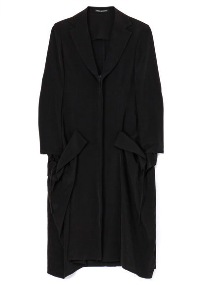 TA/PE CREPE DE CHINE SIDE GATHER DETAIL ZIP DRESS