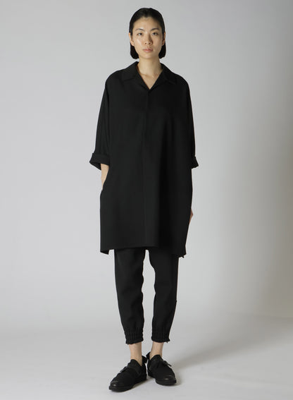 2/60 WOOL GABARDINE OPEN COLLAR DOLMAN SLV DRESS