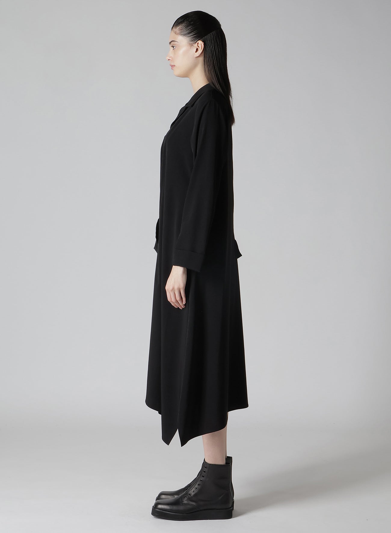 TA/PE CREPE DE CHINE R DRAPE DETAIL SHIRT DRESS