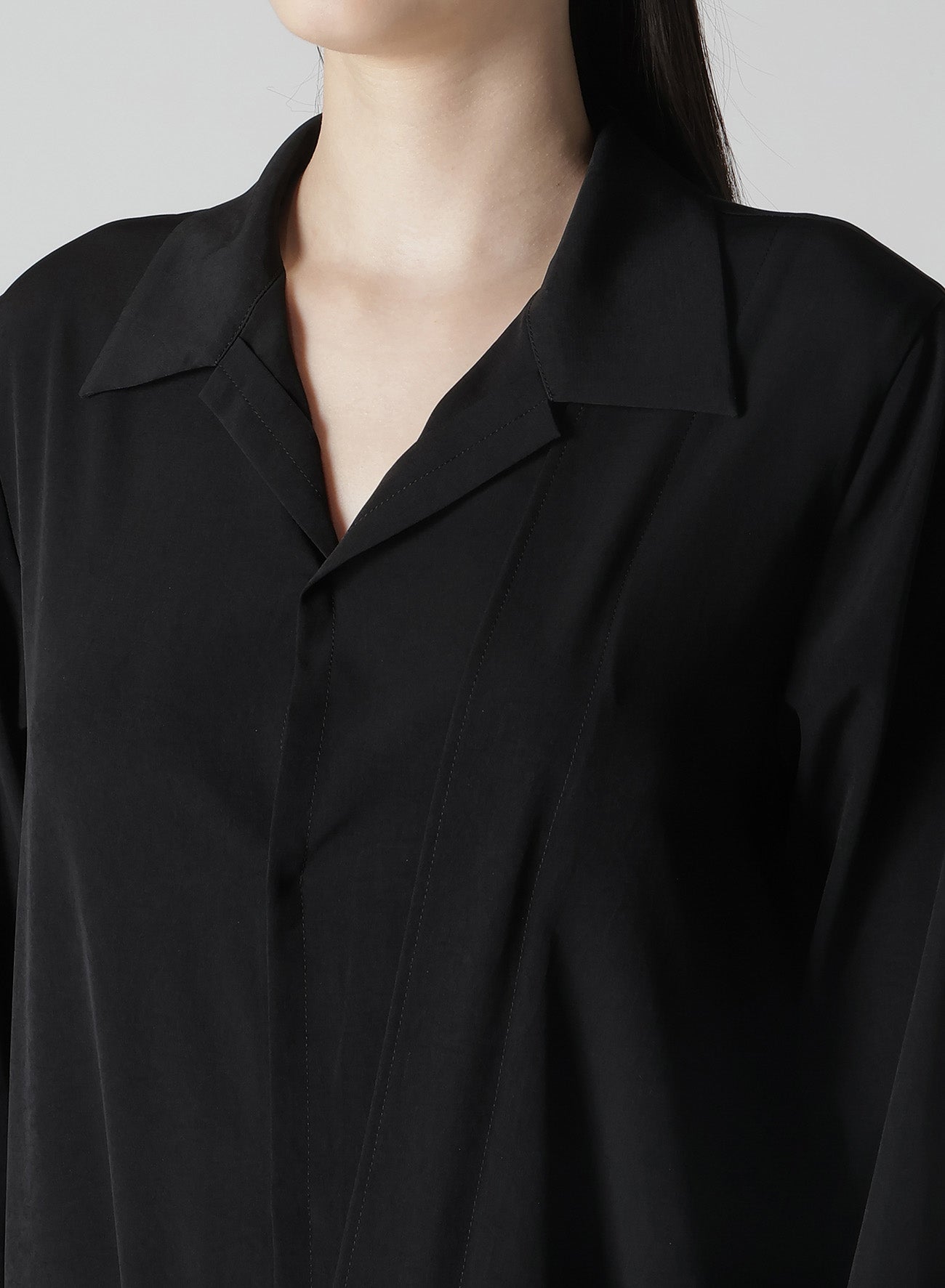 TA/PE CREPE DE CHINE R DRAPE DETAIL SHIRT DRESS