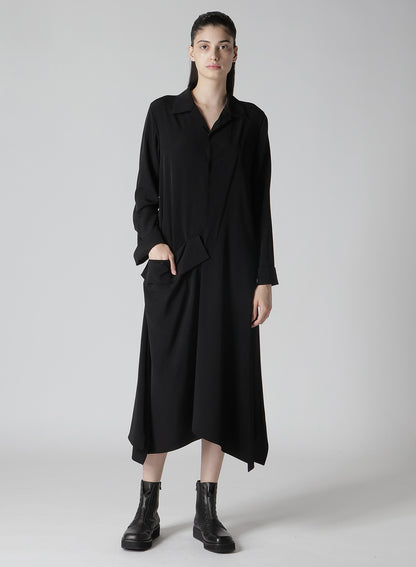 TA/PE CREPE DE CHINE R DRAPE DETAIL SHIRT DRESS