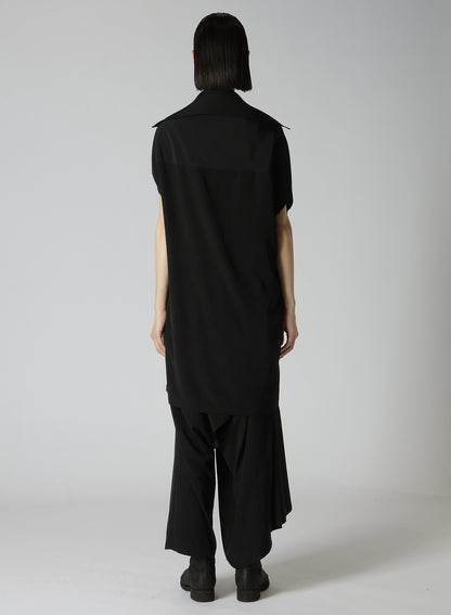 TA/PE CREPE DE CHINE DRAPED NECK DRESS