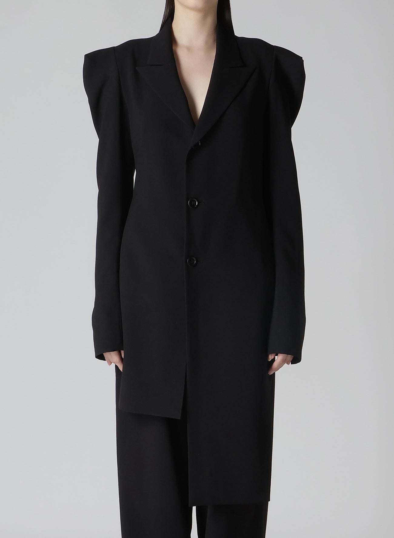 DAMAGED GABARDINE SLV GUSSET UNBALANCE LONG JACKET