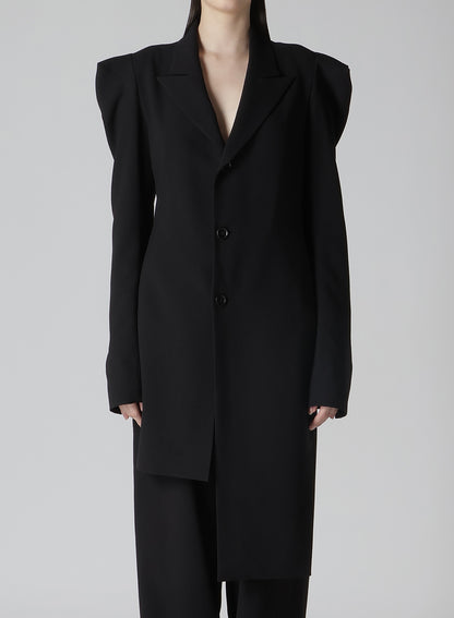 DAMAGED GABARDINE SLV GUSSET UNBALANCE LONG JACKET