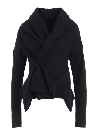 SHRINK WOOL GABARDINE SHAWL COLLAR WRAP JACKET