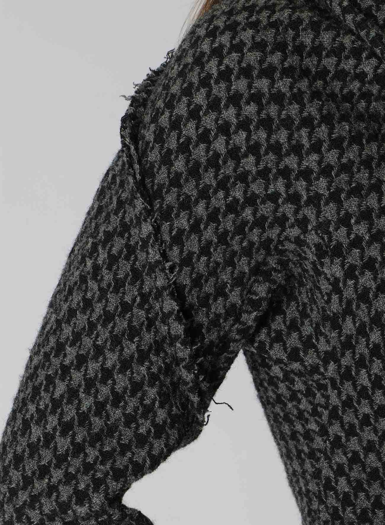 HOUNDSTOOTH SHAWL COLLAR WRAP JACKET