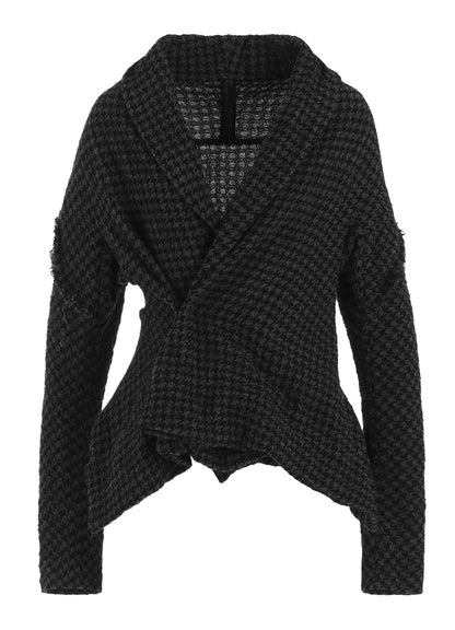 HOUNDSTOOTH SHAWL COLLAR WRAP JACKET