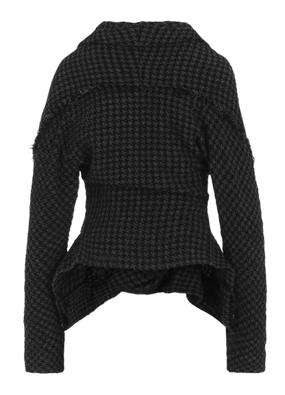 HOUNDSTOOTH SHAWL COLLAR WRAP JACKET