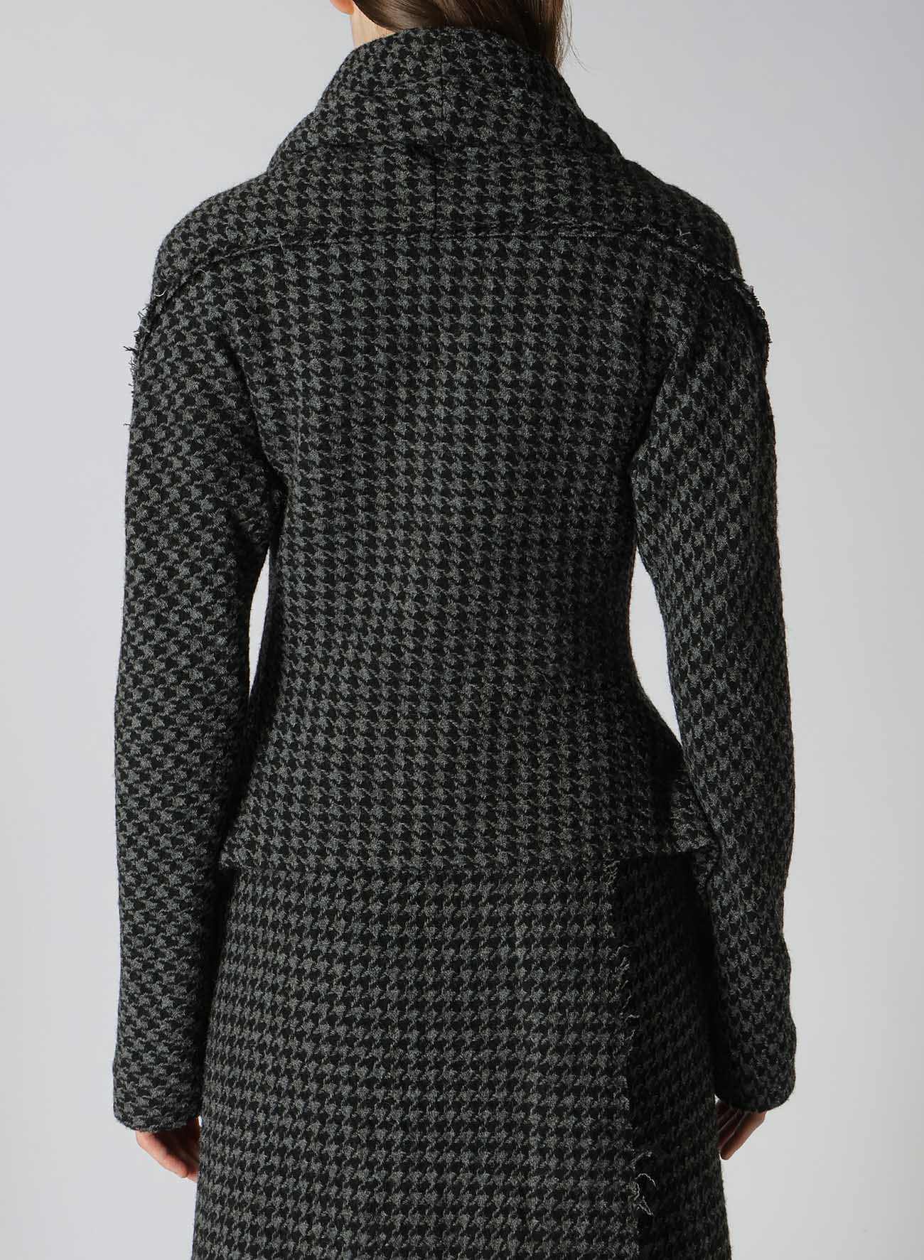 HOUNDSTOOTH SHAWL COLLAR WRAP JACKET