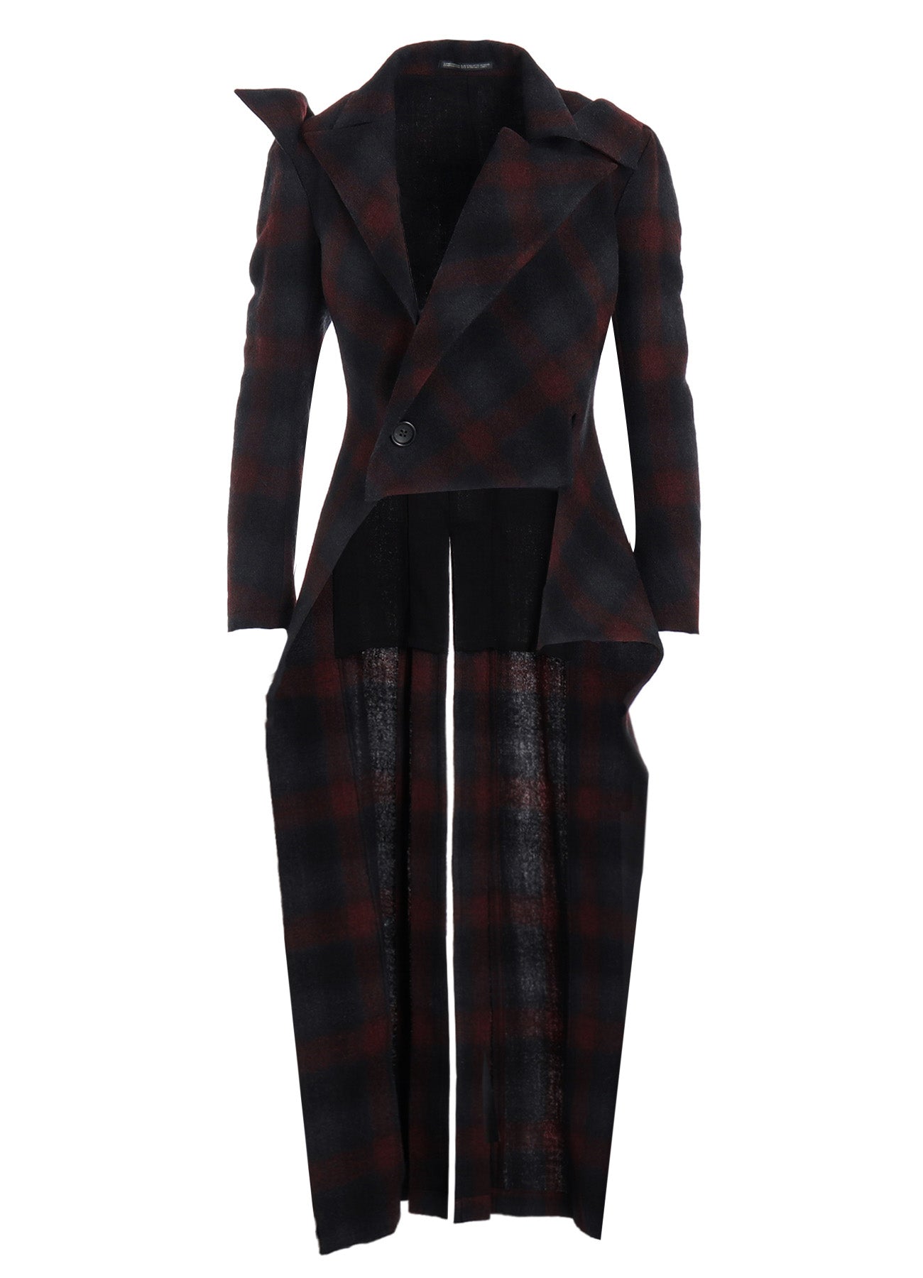 GREY OMBRE PLAID D TUXEDO JACKET