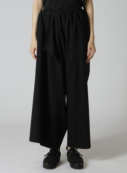 SHRINK WOOL GABARDINE GATHERED WRAP PANTS