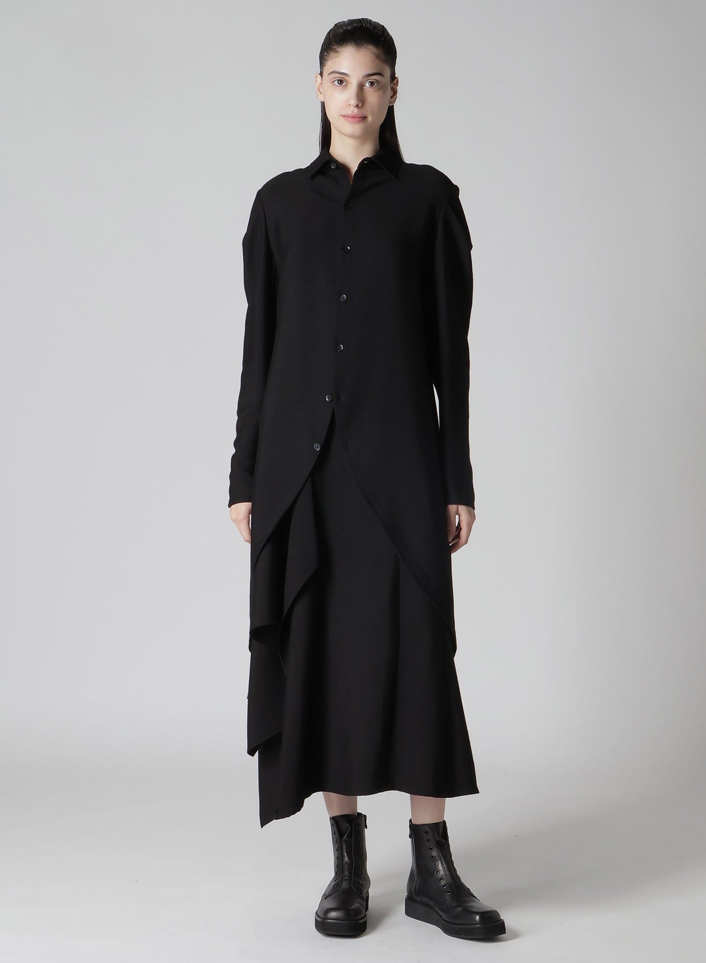 Ry/Si DOUBLE LAYER R DRAPED HIGH-WAIST SKIRT