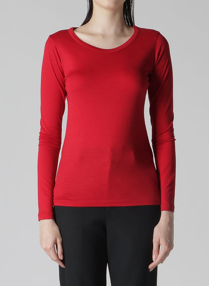 WOOL SINGLE JERSEY ROUND NECK LONG SLV T