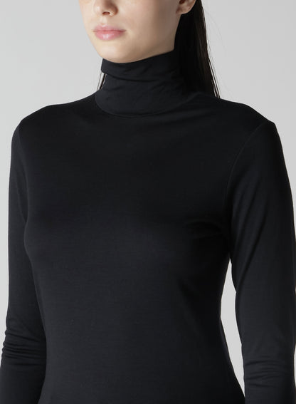 WOOL SINGLE JERSEY TURTLE NECK LONG SLV PO