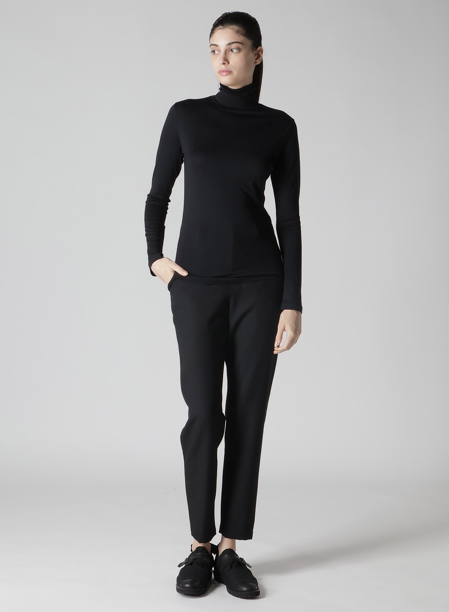 WOOL SINGLE JERSEY TURTLE NECK LONG SLV PO