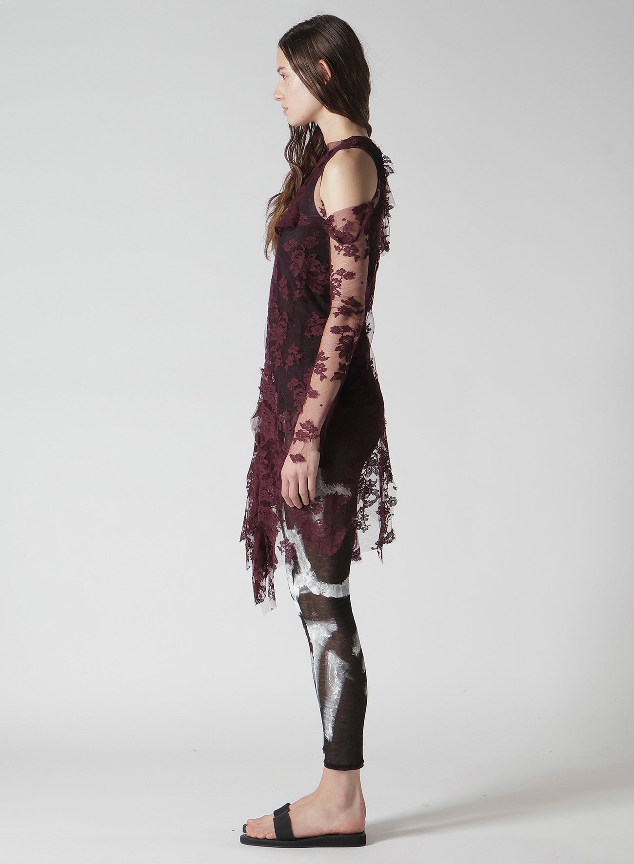 REVERSE LACE LACE SHIRT DRESS