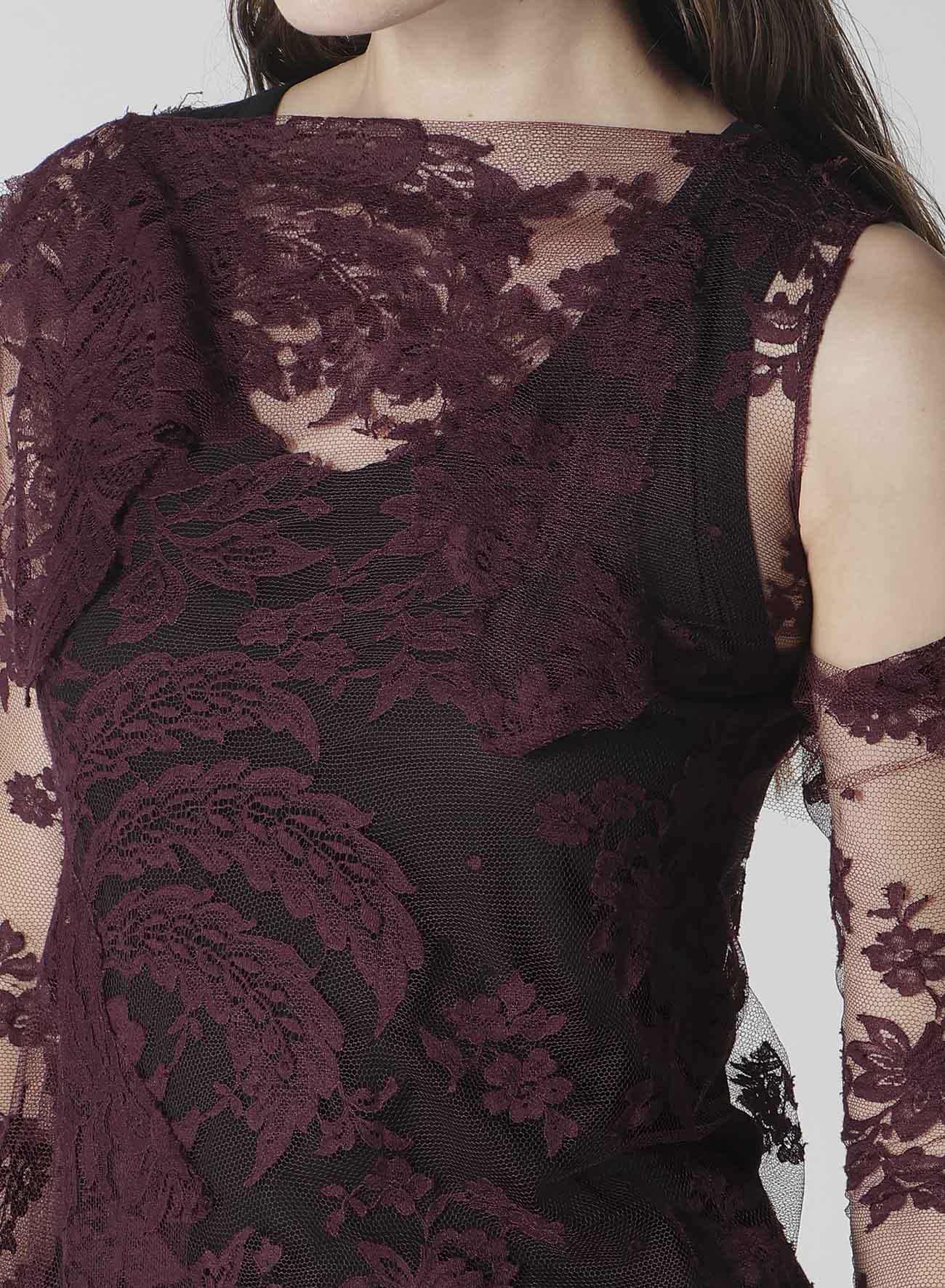 REVERSE LACE LACE SHIRT DRESS