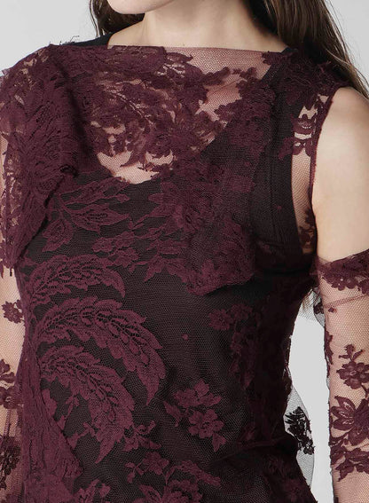 REVERSE LACE LACE SHIRT DRESS