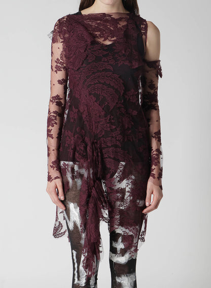 REVERSE LACE LACE SHIRT DRESS