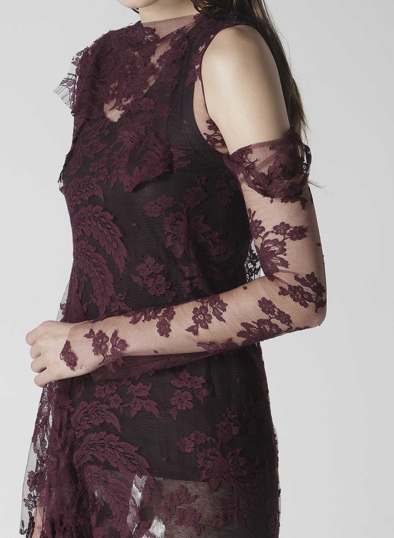 REVERSE LACE LACE SHIRT DRESS