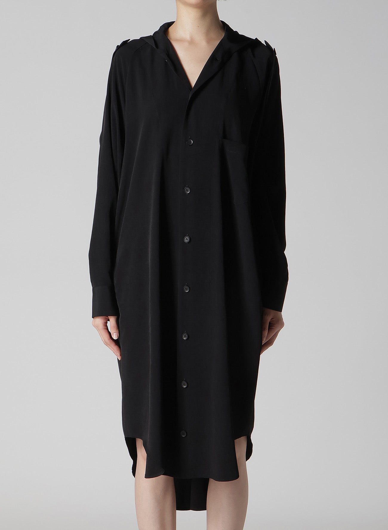 【1/11 10:00(JST) Release】TA/PE CREPE DE CHINE HOODED DRESS