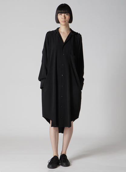 【1/11 10:00(JST) Release】TA/PE CREPE DE CHINE HOODED DRESS